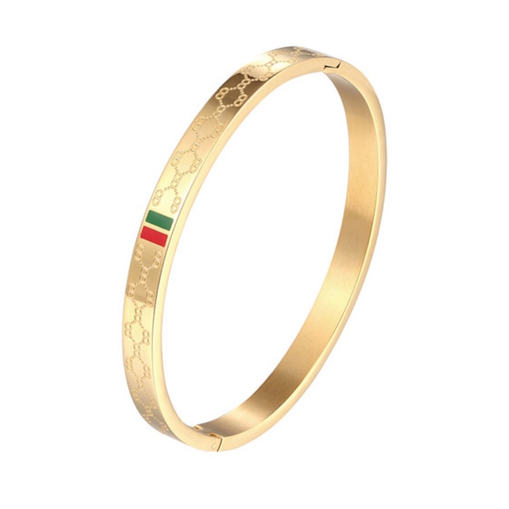 NWT Gold designer bracelet bangle engraved